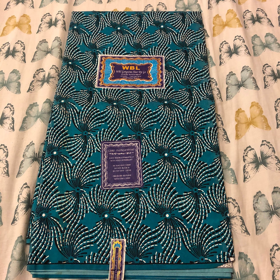 Miniatura: Teal Colour Flower Design African  Print Fabric 