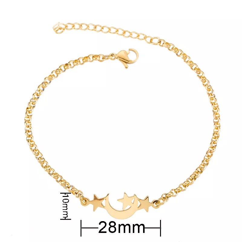 Miniaturbild: Stainless Steel Halfmoon and Stars 🌟 Women’s Chain Bracelet 