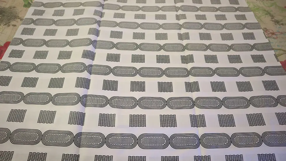 Miniaturbild: White and Black Ankara African Print Fabric 6 Yards