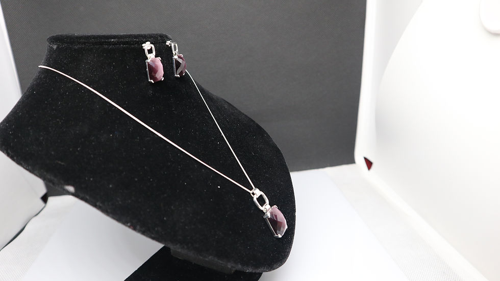 Thumbnail: Amethyst Sterling Silver Necklace and Earring Set