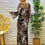 Miniatura: Floral Women’s Mesh Flare Sleeves A-Line Long Dress Womenswear 