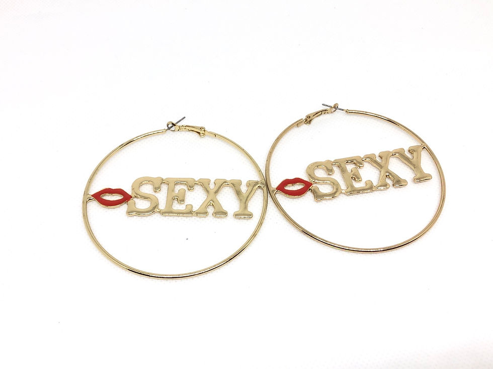 Thumbnail: Statement Large Hoop Earring With Sexy Lip Detail Womenswear 