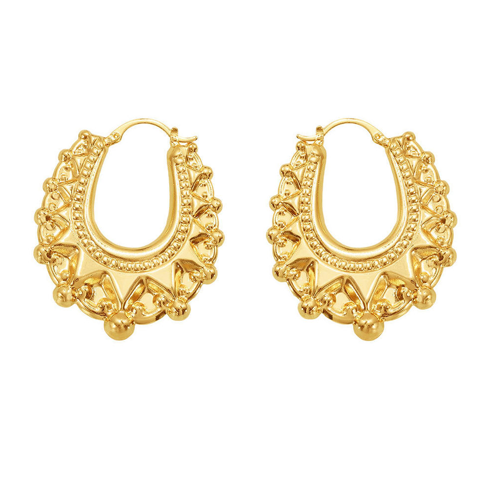 Thumbnail: Fashion 18k Gold Plated Gear Shape Oval Shape Earring Stainless Steel