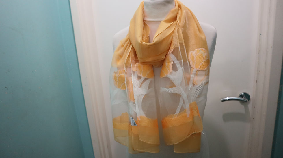 Miniatura: Silk Scarf, Women Scarf, Sheer Tulip Print Silk Scarf, Women Silk Scarf