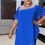 Miniaturebillede: Asymmetric Elegant Short Sleeve Dress  In Royal Blue Womenswear 