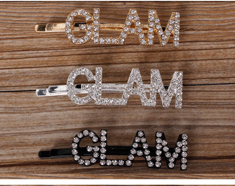 Miniatura: Letter  Bling Crystal Rhinestones Barrettes Hair Clip Unisex 