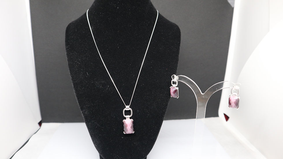 Thumbnail: Amethyst Sterling Silver Necklace and Earring Set