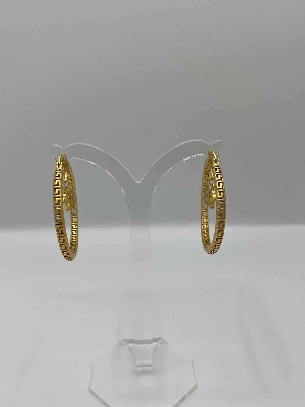 Thumbnail: Chic Gold Plated Hoop Earrings with Charm
