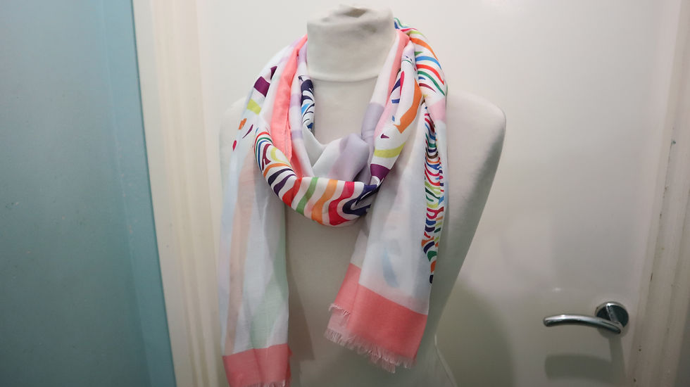 Miniaturbild: Peach Large Colourful Zebra Print Frayed Scarf, Women Scarfs