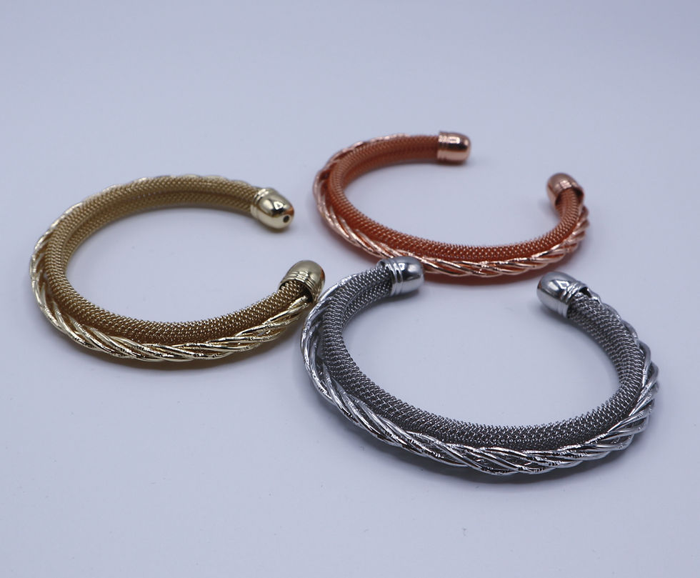 Miniatyrbild: 3pcs Twist Design Plated 3 Colours Expandable Fashion Bangle Set