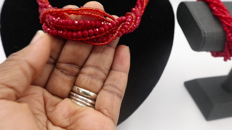 Miniature : Multi-strand Red Seed Beads Nwecklace