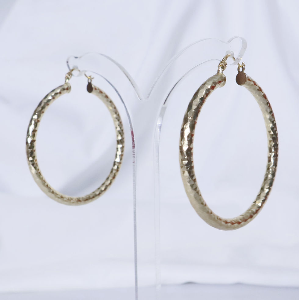 Thumbnail: Round Gold Plated Pattern Hoop Earrings