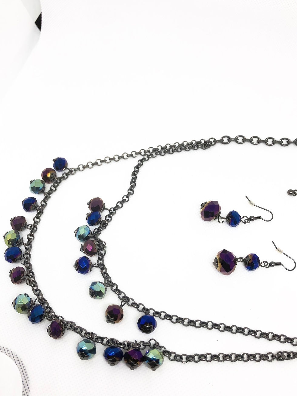 Miniaturbild: Dazzling Glass Bead Double Chain Necklace and Earring Set 