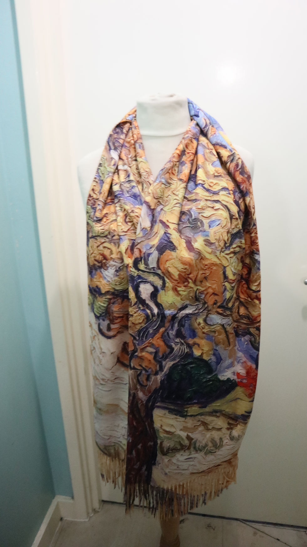 Thumbnail: Van Gogh Mulberry Tree Wool Tassel Scarf, women scarf