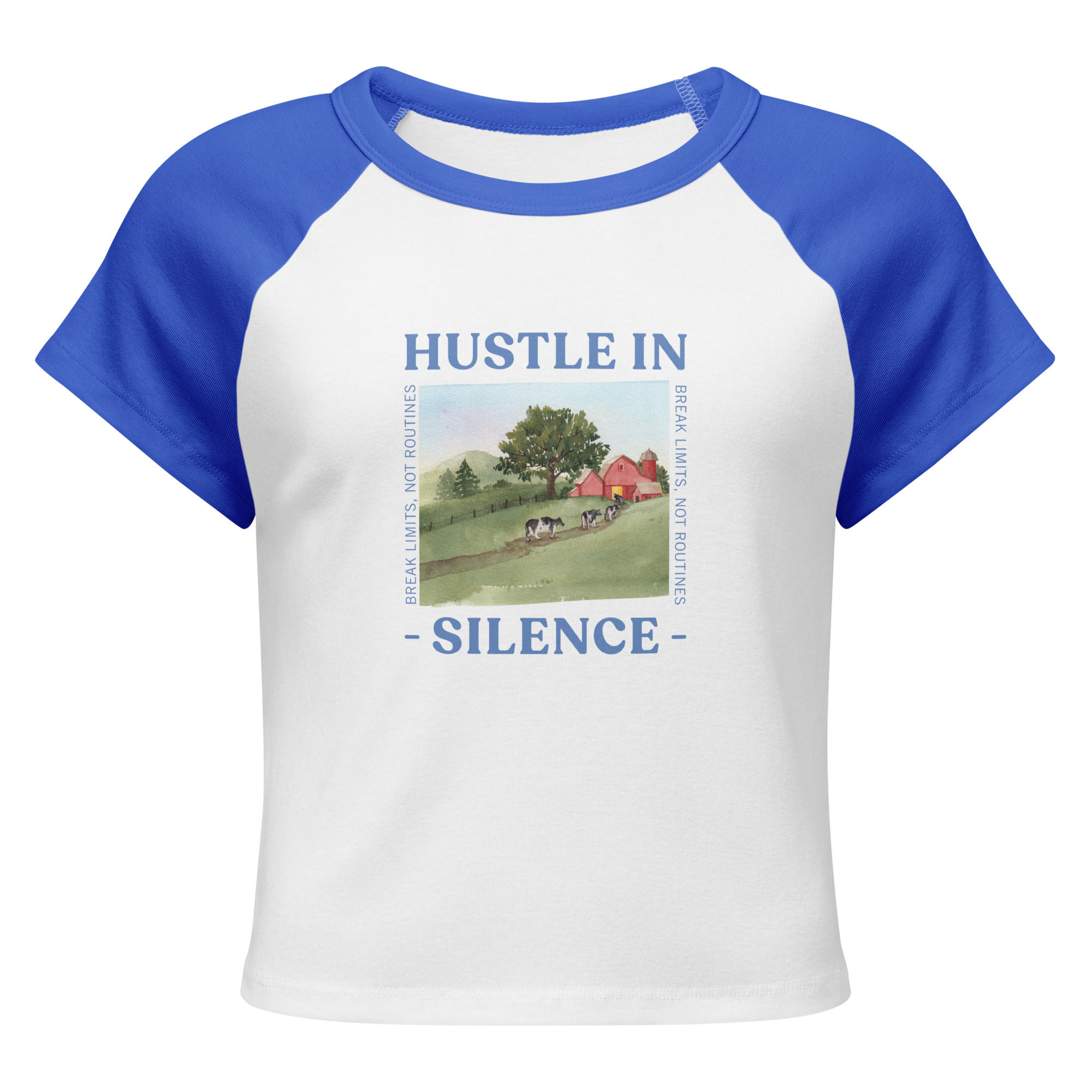 Hustle In Silence Women’s micro rib raglan baby tee