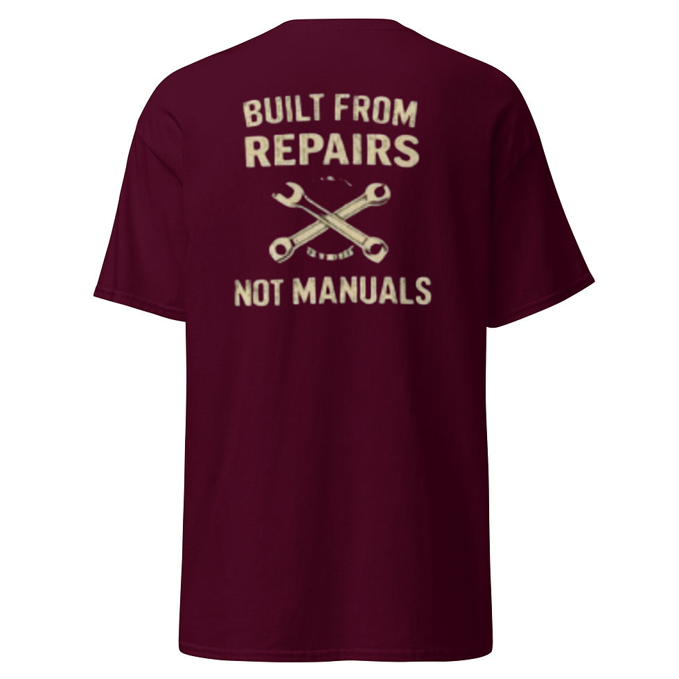 Thumbnail: Built from repairs not manuals Unisex classic tee