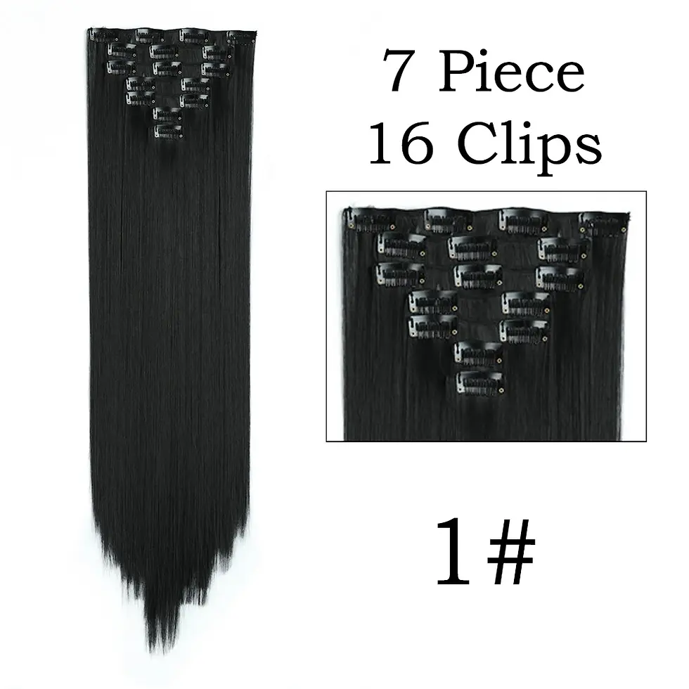 Miniatyrbild: 24Inchs 16 Clips in Hair Extensions Long Straight Hairstyle Synthetic Blonde