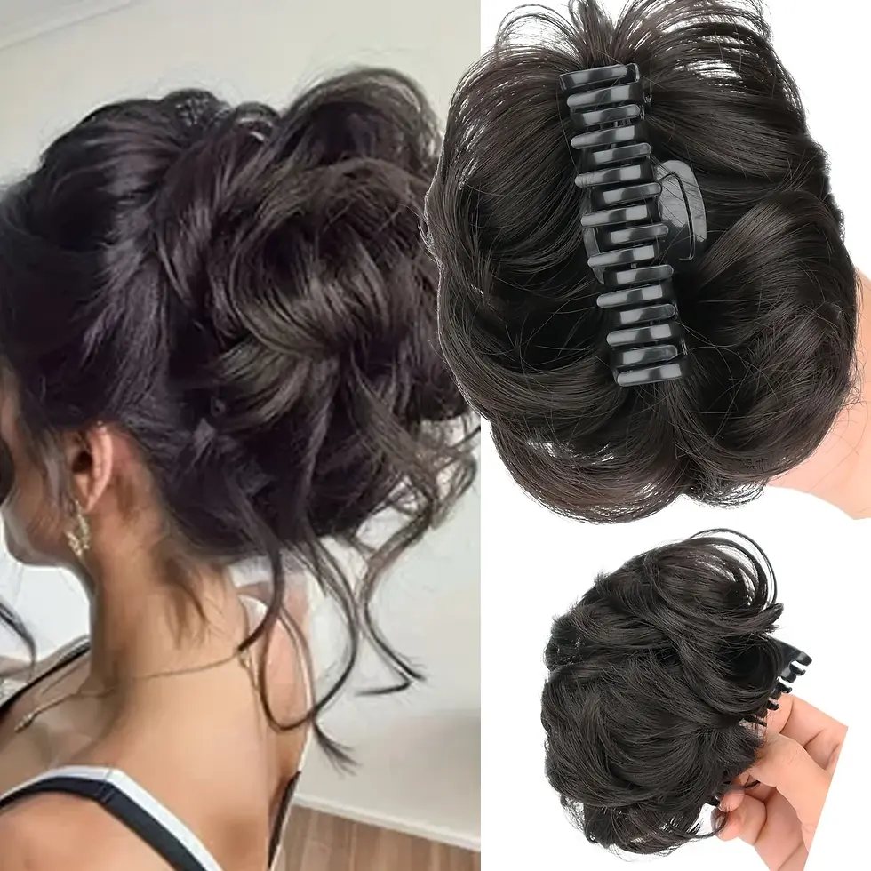 Thumbnail: Claw Clip on Messy Hair Bun Hairpieces Synthetic Wavy Hair Bun Donut Updo