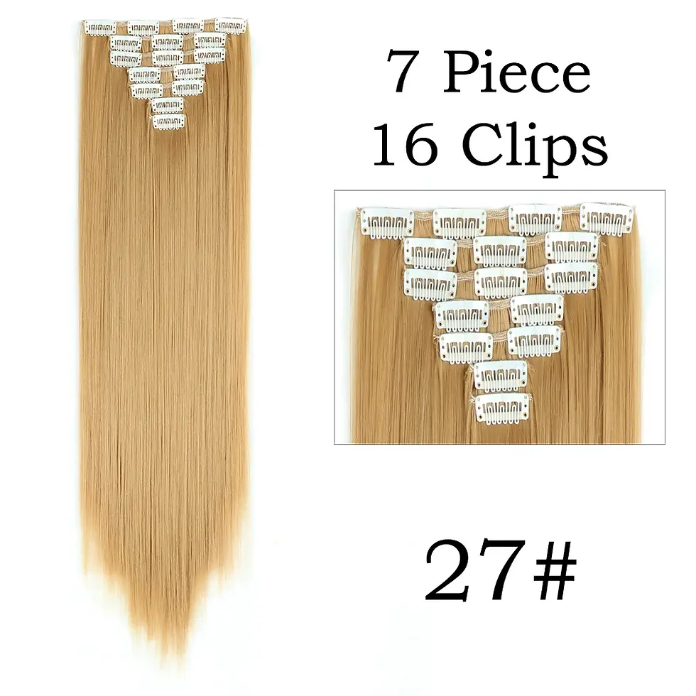 Thumbnail: 24Inchs 16 Clips in Hair Extensions Long Straight Hairstyle Synthetic Blonde