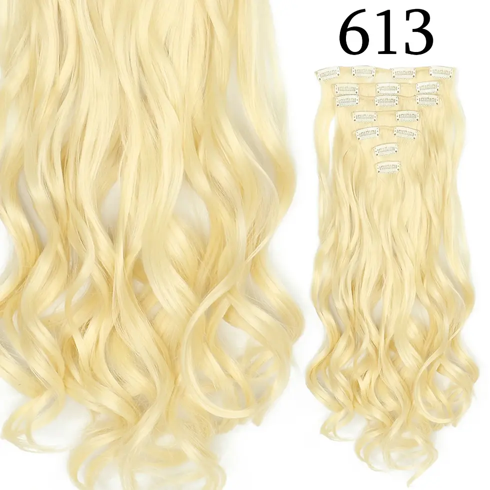 Miniatyrbild: 24Inchs 16 Clips in Hair Extensions Long Straight Hairstyle Synthetic Blonde