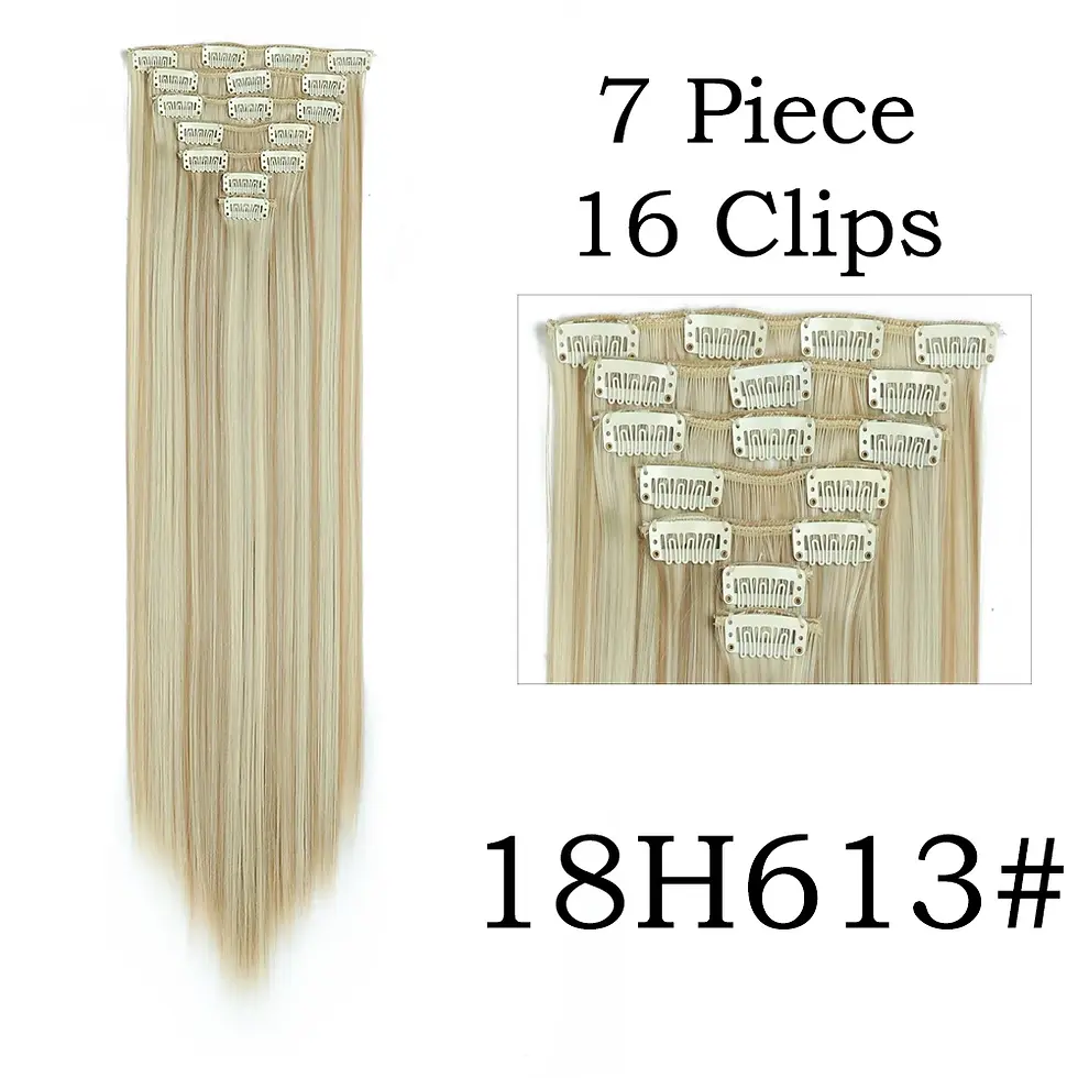 Thumbnail: 24Inchs 16 Clips in Hair Extensions Long Straight Hairstyle Synthetic Blonde