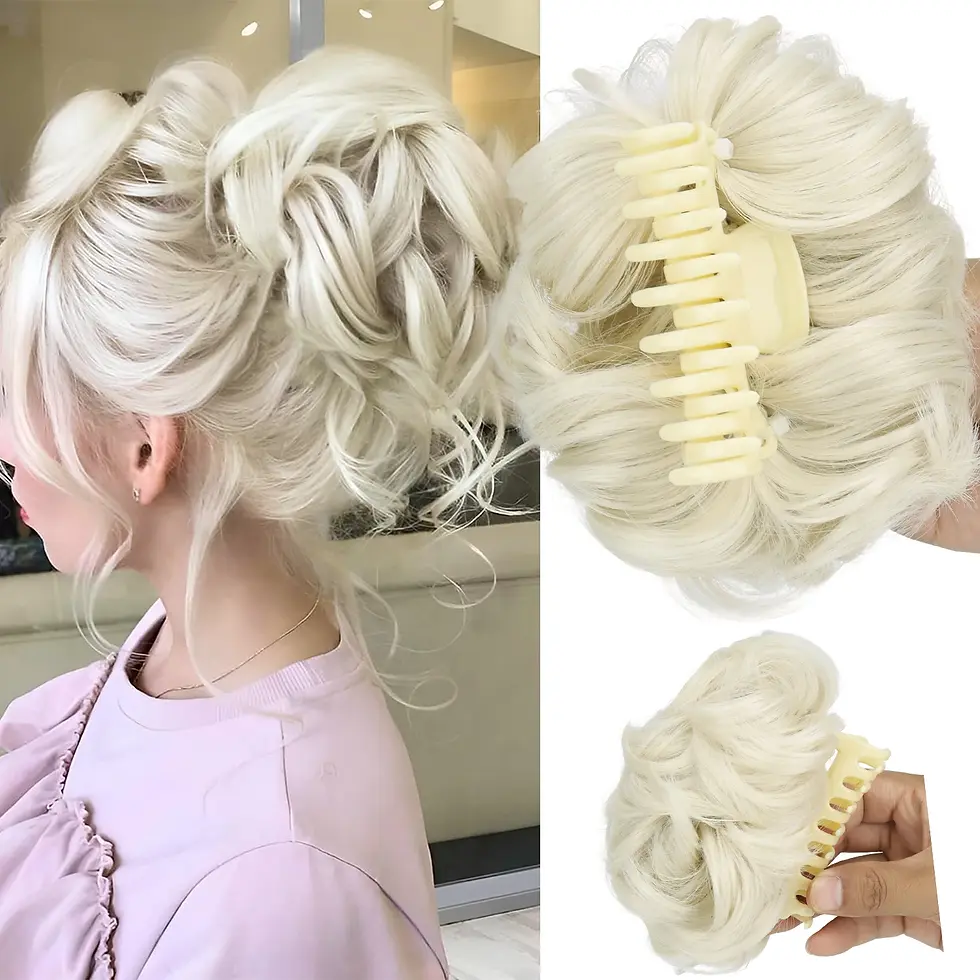 Thumbnail: Claw Clip on Messy Hair Bun Hairpieces Synthetic Wavy Hair Bun Donut Updo