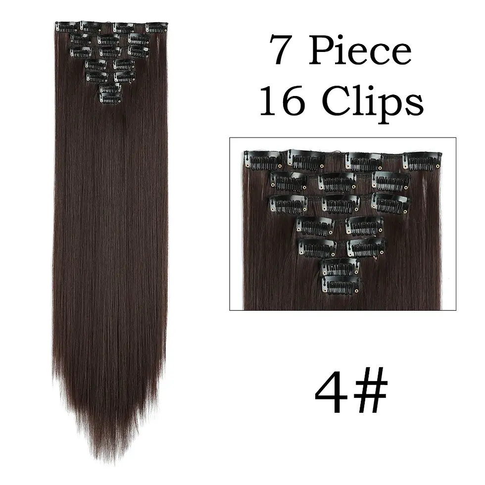 Thumbnail: 24Inchs 16 Clips in Hair Extensions Long Straight Hairstyle Synthetic Blonde
