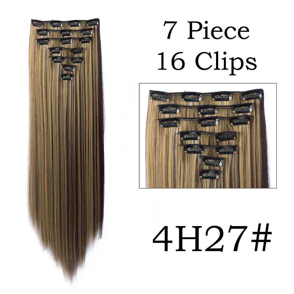 Thumbnail: 24Inchs 16 Clips in Hair Extensions Long Straight Hairstyle Synthetic Blonde