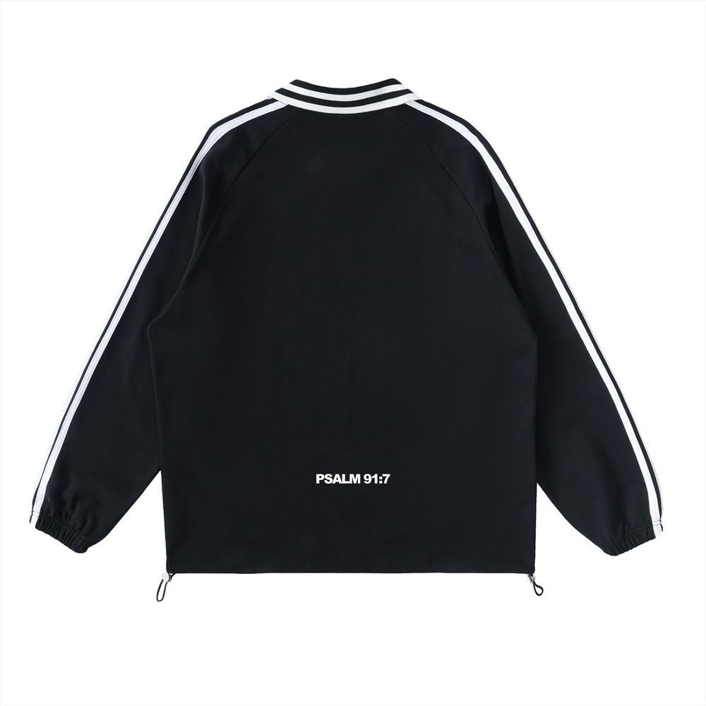 Divine Cod3 Striped Lapel Collar Sweatshirt — view 2