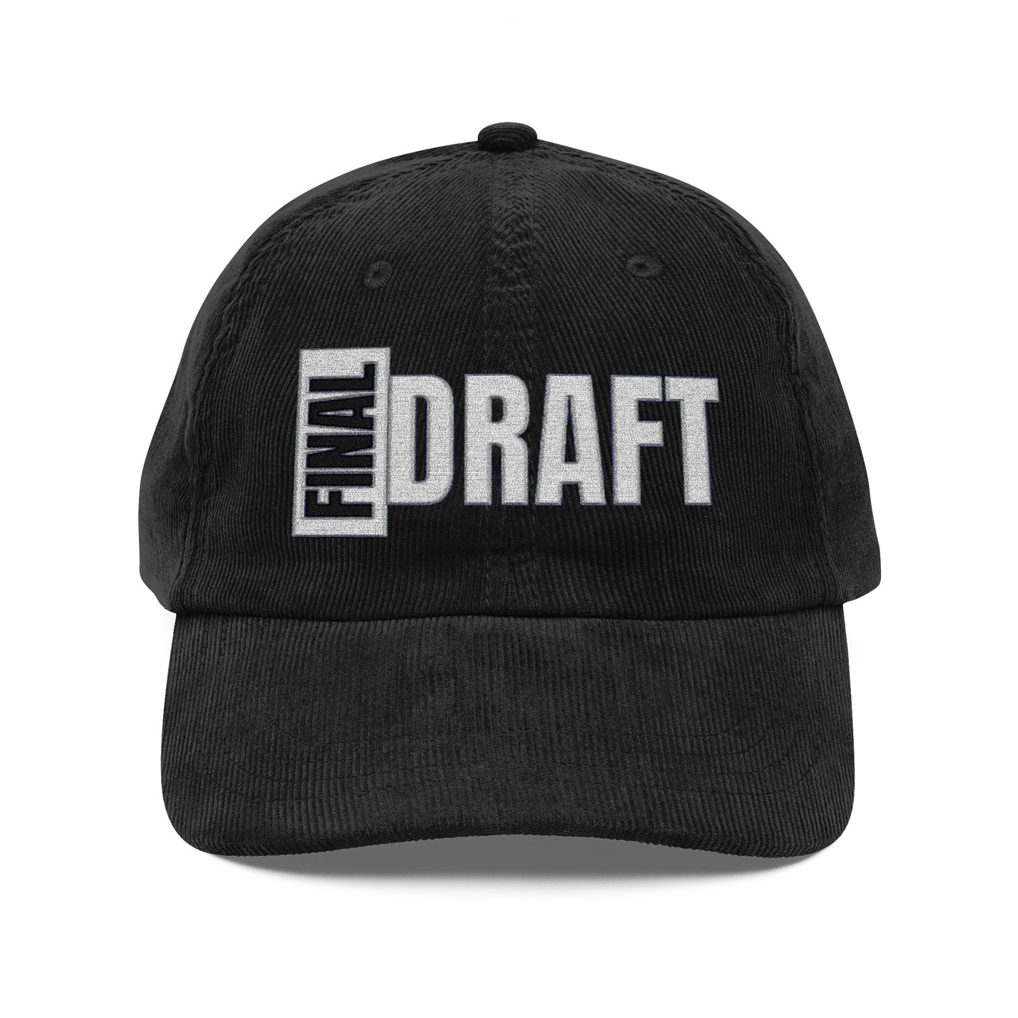 Vintage Corduroy Cap - FINAL DRAFT Embroidered Hat for Creative Minds