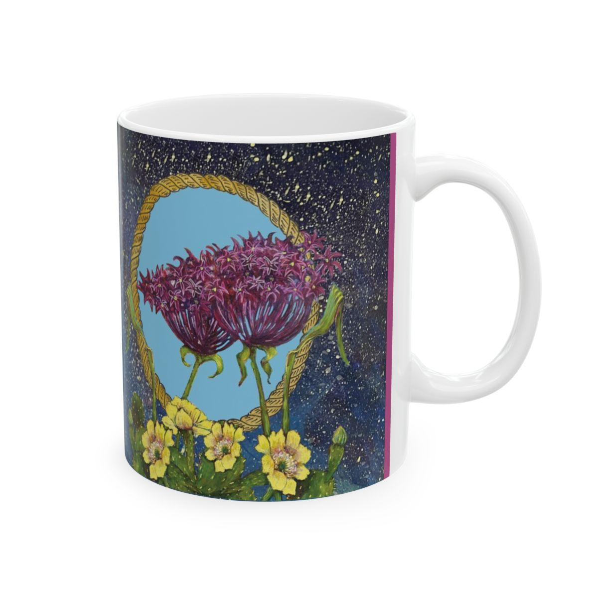 Purple Allium and Prickley Pear Blossom Ceramic Mug, (11oz, 15oz)