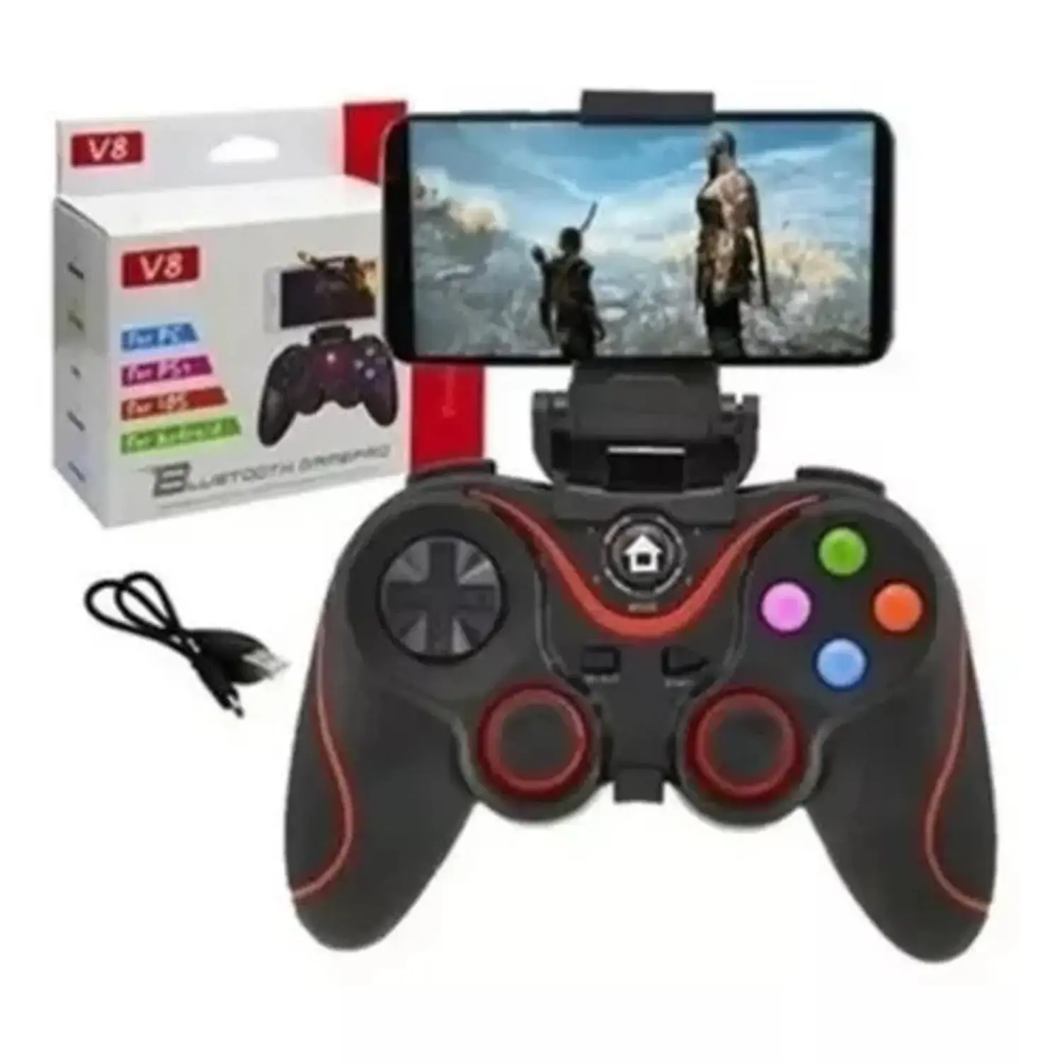 🎮 Controle Gamepad V8 Bluetooth – Compatível com Android, iOS e PC