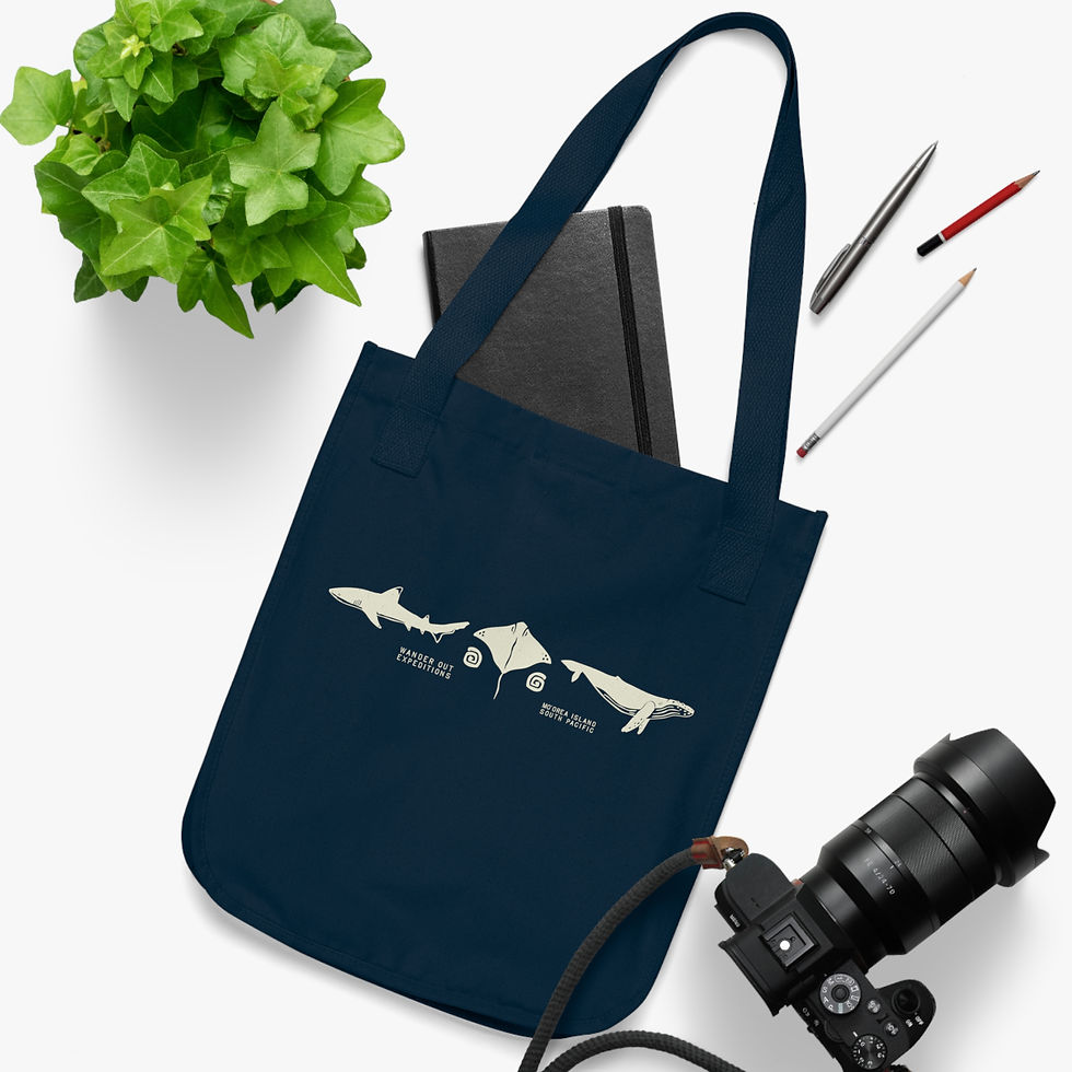 Thumbnail: Organic Canvas Tote Bag with Marine Life Design
