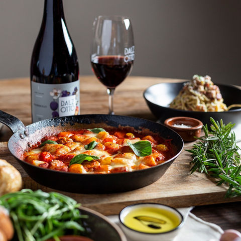 Dal Zotto dish served with a red wine