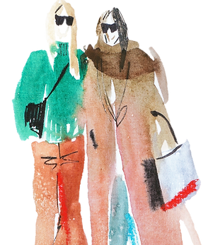 Watercolor illustration of our members in a vendor group.