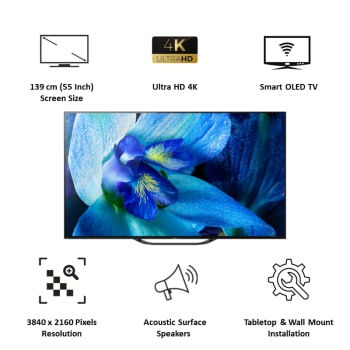 Thumbnail: Sony Bravia 139 cm (55 Inch) 4K Ultra HD OLED Smart TV (KD-55A8G, Black)