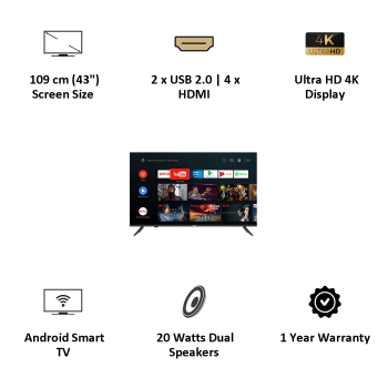 Thumbnail: Haier K6600 Series 109cm (43 Inch) Ultra HD 4K LED Android Smart TV