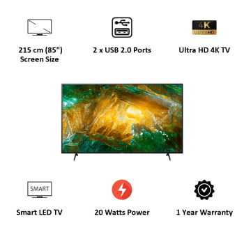 Thumbnail: Sony X80H 215cm (85 inch) 4K UHD LED Android Smart TV (85X8000H, Black)