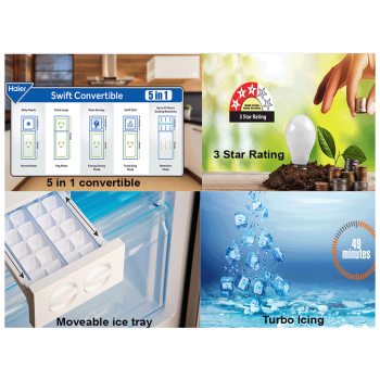 Thumbnail: Haier 278 Litres 3 Star Frost Free Inverter Double Door Refrigerator