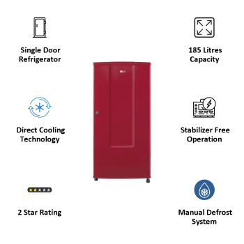 Thumbnail: LG 185 Litres 2 Star Direct Cool Single Door Refrigerator