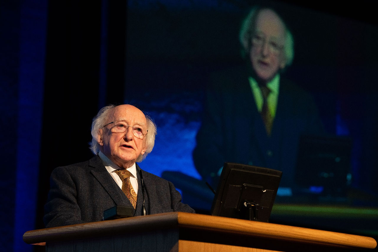President Michael D. Higgins giving a speech at the 2019 National Biodiversity Conference