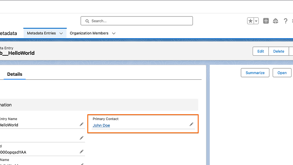 Link to a Primary Contact from the Organization Member object