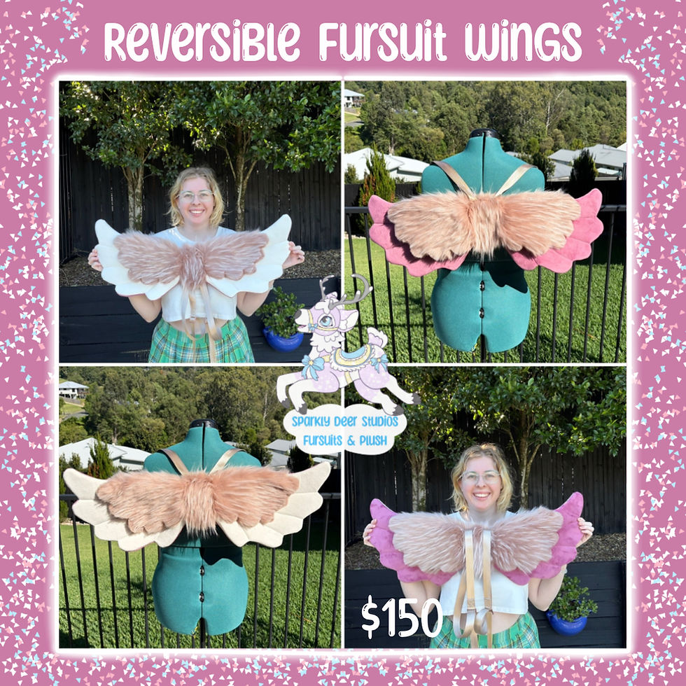 Thumbnail: Faux Fur Chibi Wings - White & Dusty Rose