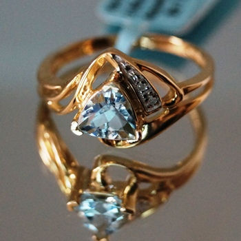 Thumbnail: 10KY050WAQUA Ladies Aquamarine and Diamond Ring