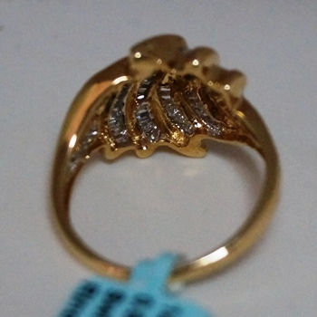 Thumbnail: 14KY050WSCDR Ladies Swirl Cluster Diamond Ring