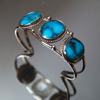 Thumbnail: SS-TURQ-WCUFF Estate Turquoise Cuff Bracelet
