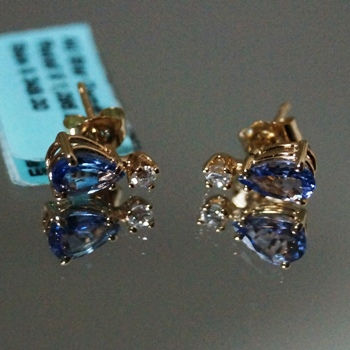 Thumbnail: 10KY160tTZER 1.60cttw Dark Neon Tanzanite Earrings