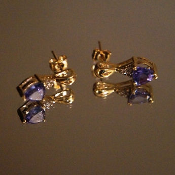Thumbnail: 14KY120tTZER 1.20cttw Dark Neon Tanzanite Earrings