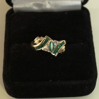 Thumbnail: 10KY050tWER Ladies Emerald Ring