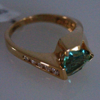Thumbnail: 14KY150WQTZ Ladies Teal Quartz Ring